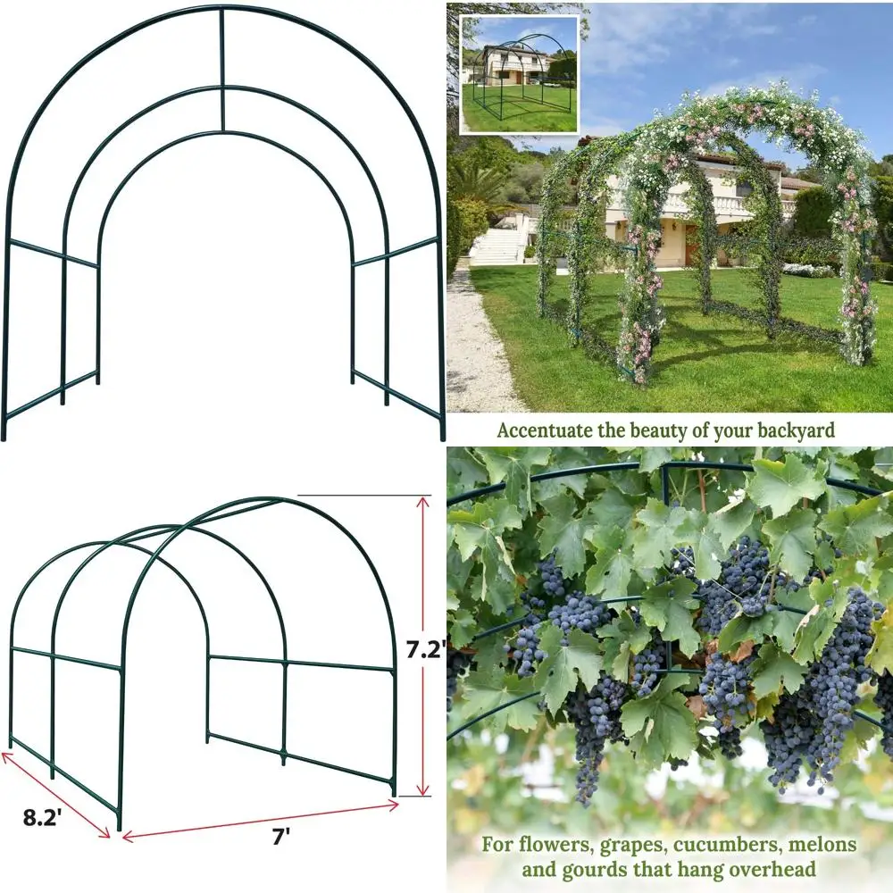 

Multi-Purpose Support Arch Frame for Climbing Plants, Flowers, and Vegetables - Plant Trellis, 8.2 x 7 x 7.2ft Tall Garden Struc