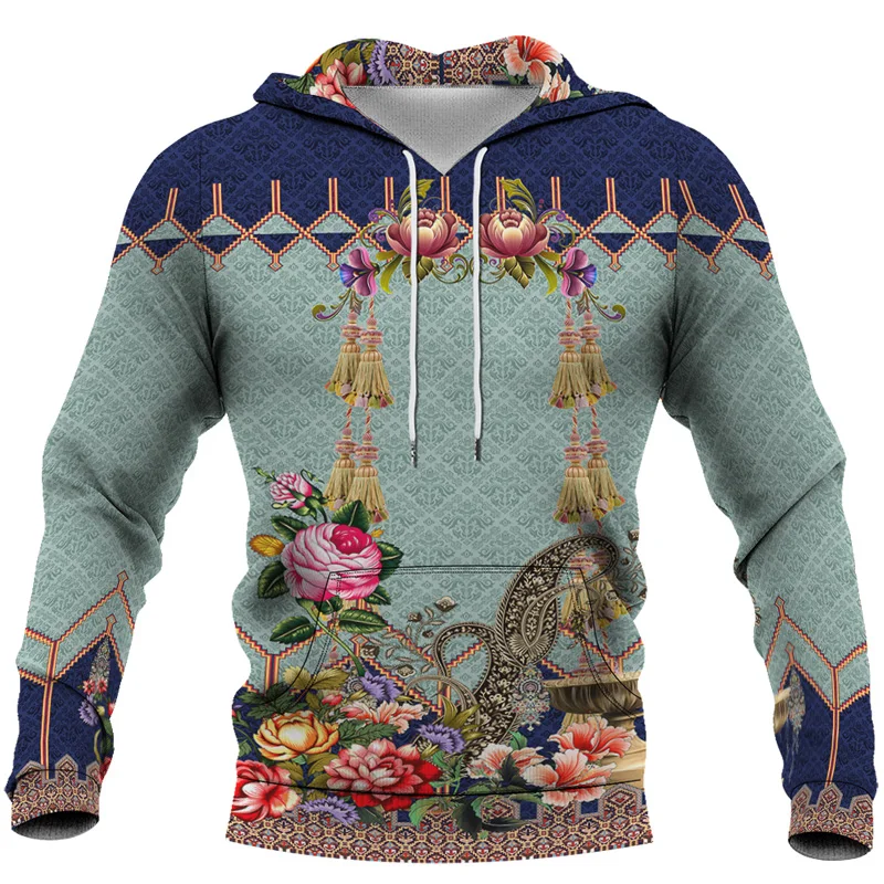 2023 Men's Harajuku Ethnic Wind Graphics Vintage Clothes Pullover Male Casual Sportwear Hoodie Loose Hoody Sweatshirt Size S-6XL