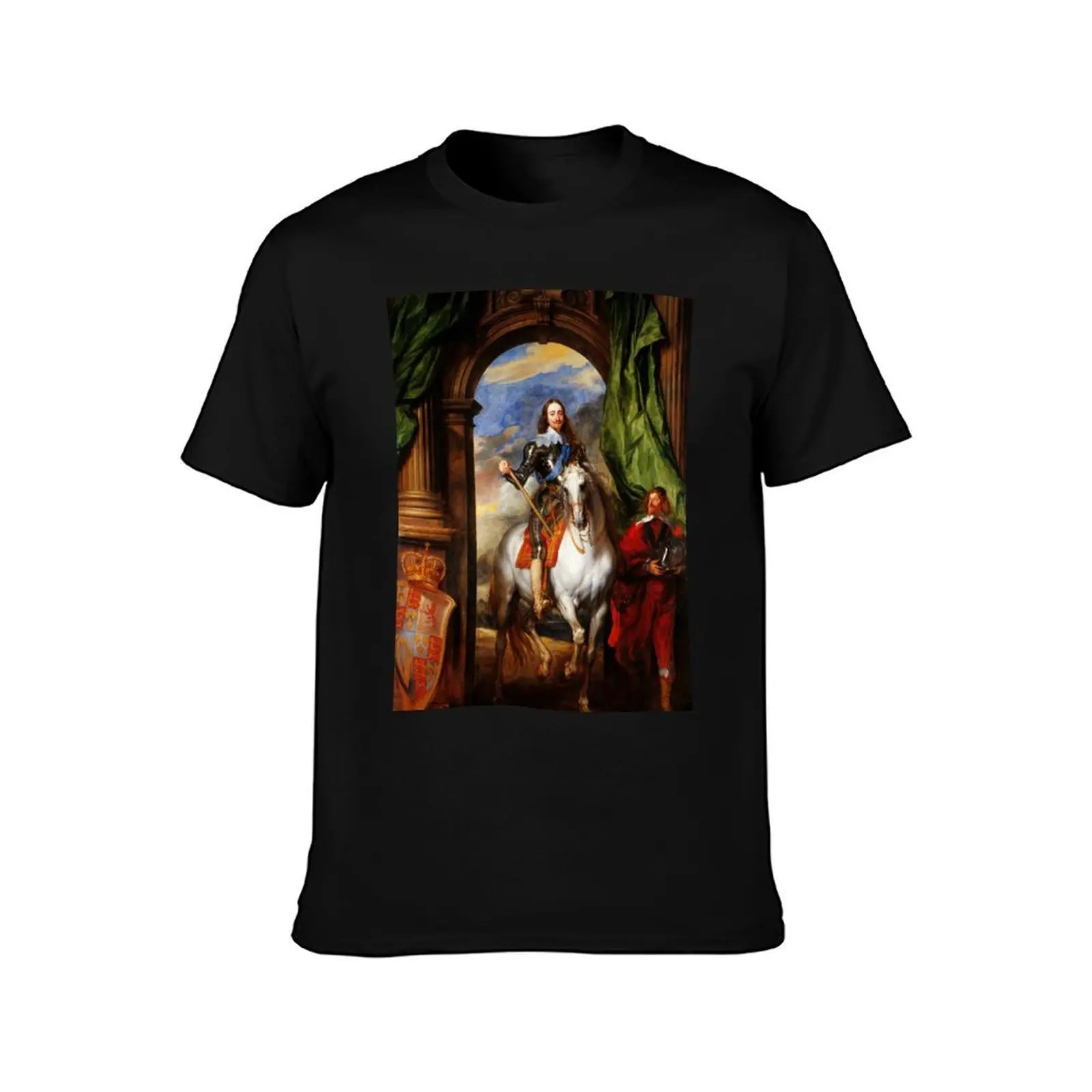 Anthony van Dyck - Charles I with M. de St Antoine T-Shirt Non-Shrink Basic Cotton T-Shirt