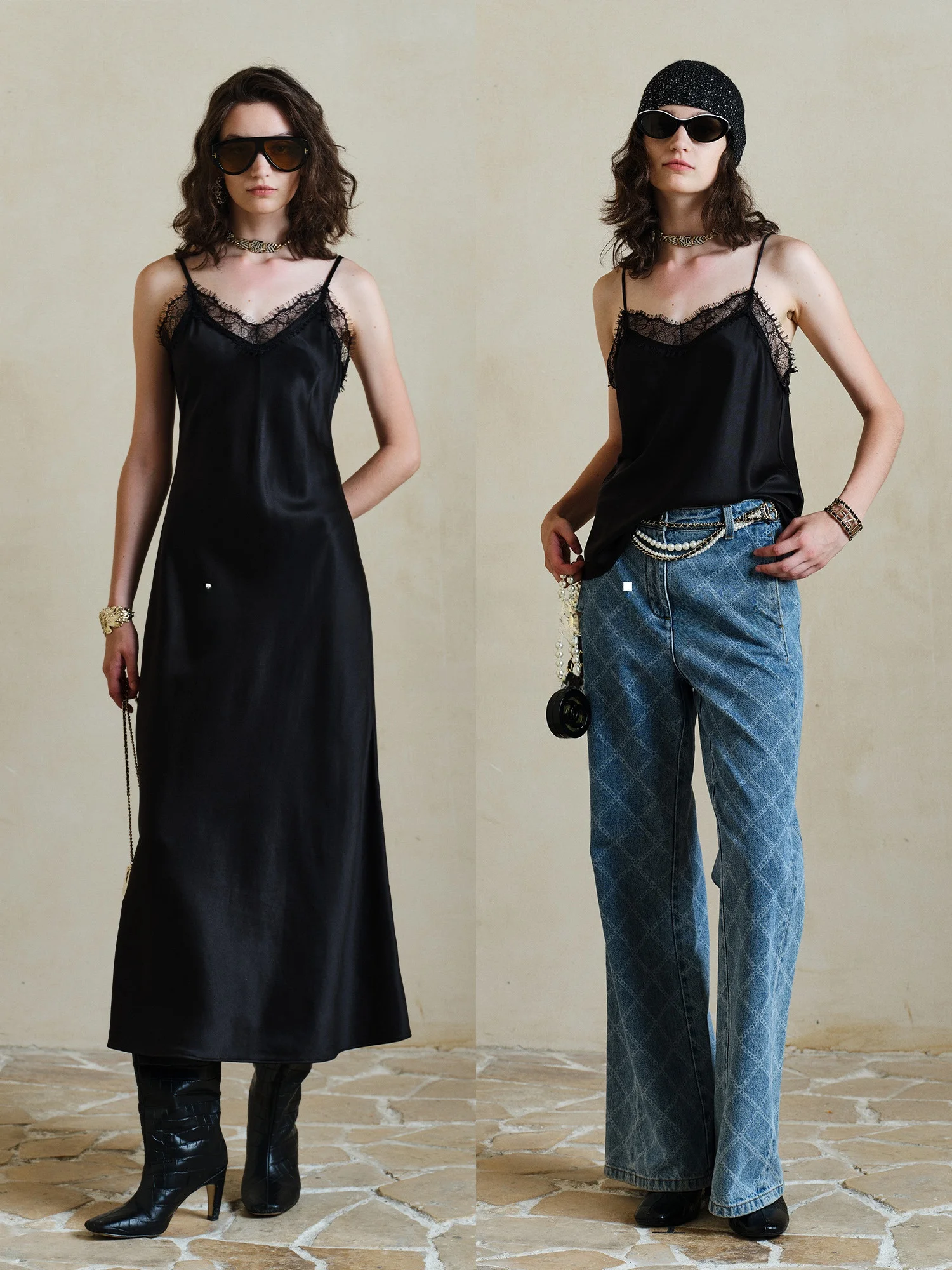 

Шелковый атласный комплект Blanini: пеньюар с кружевной отделкой и бархатные брюки, гладкий шелковый комплект из двух предметов для женщин