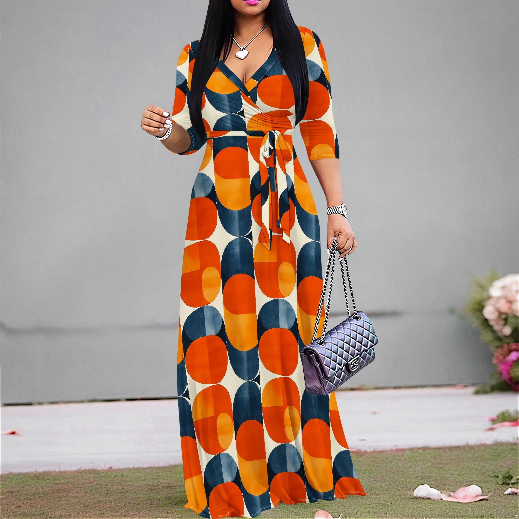 

60s Inspired Circle Print Dress for Women S-3XL Bold Colors for Art Party or Photoshoot