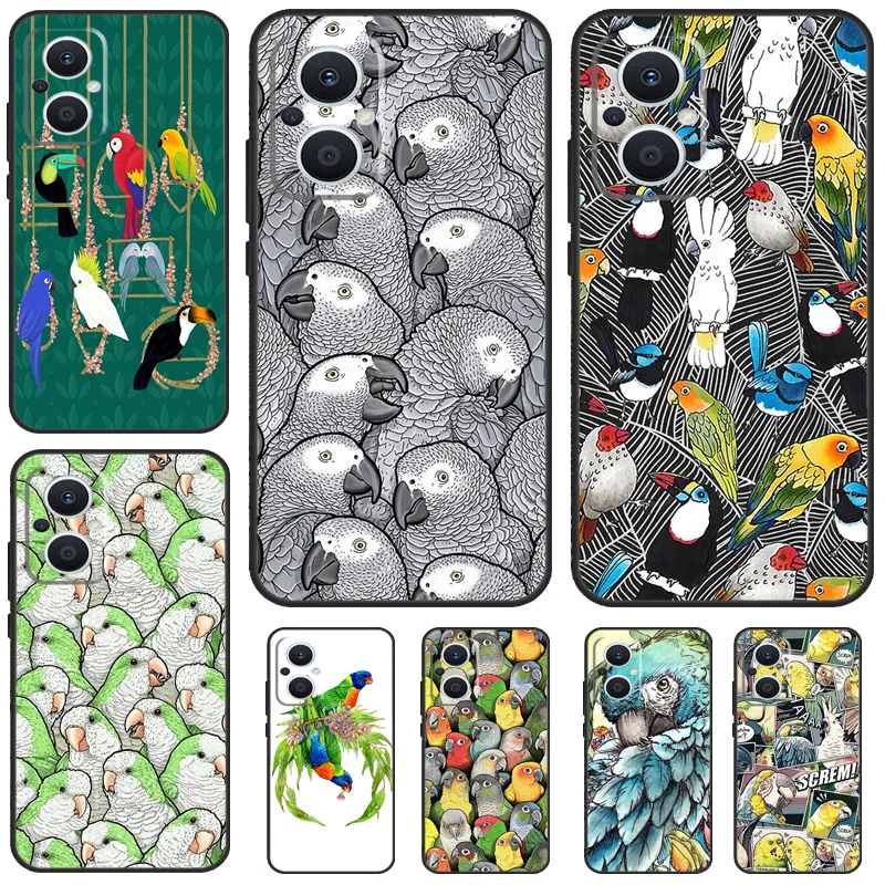 Colorful Parrots For OPPO Reno 8T 4Z 5Z 4 5 6 7 8 Lite 10 Pro OPPO Find X2 Lite X3 Neo X6 X5 Pro Phone Case