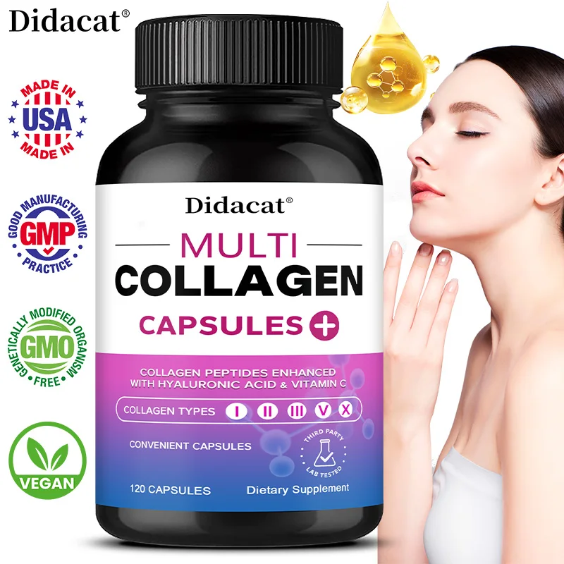 

Multiple Collagen Complex - Types I,II,III,V,and X - Hair,Skin,Nail,Bones,Joint Health Support,Improve Cardiovascular Health