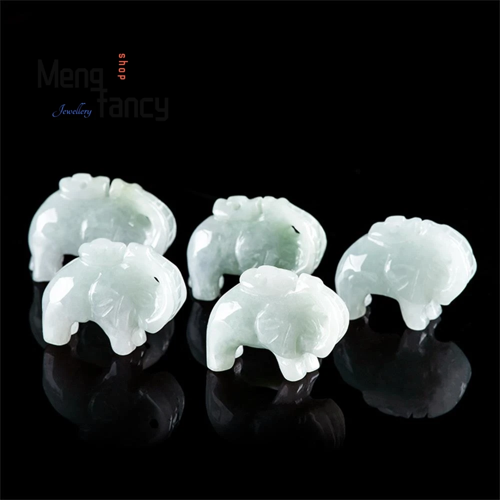 Genuine Natural Myanmar A-goods Jadeite Auspicious Elephant Ice Jade Pendant Mascots Exquisite Fashion Fine Jewelry Holiday Gift