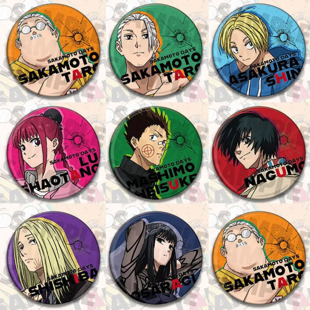 Sakamoto Days Pin Brooch Shin Asakura Taro Sakamoto Pins Badge Fantasia Cosplay Accessories Props Home Desk Decorate for Fans