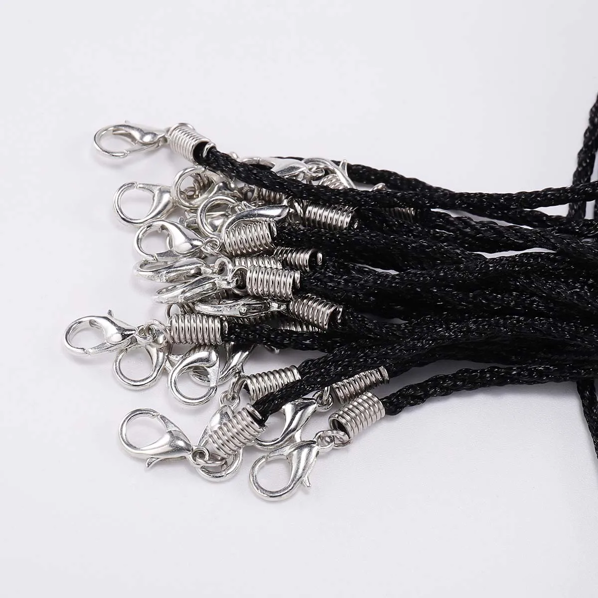 10 stücke 1,8mm Handgemachte Leder Einstellbar Geflochtenen Seil Schwarz Wachs Schnur DIY Halskette Anhänger Lobster Schließe String Schnur Schmuck kette