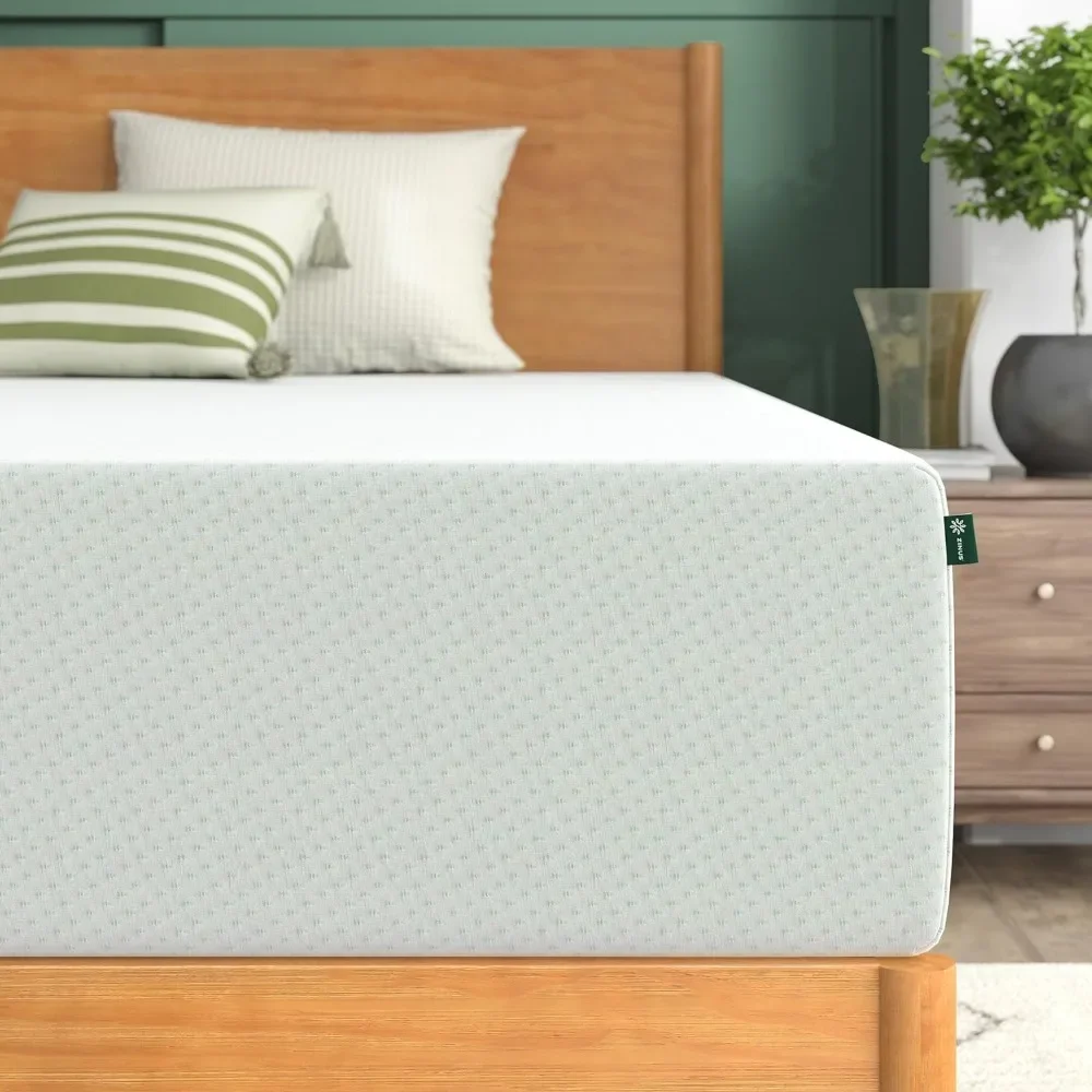 12 Inch Mattress, Fiberglass Free, Patented Custom Contour Support, Sturdy Base Foam, Green Tea Memory Foam Mattress in A Box