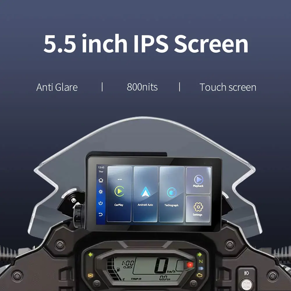 5.5-inch Quick-Release Anti-Theft GPS Motorcycle Navigation Screen Waterproof IP67 Supports CarPlay & Android Auto