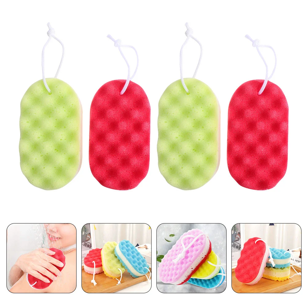 

4 Pcs Bath Sponge Skin-safe Comfortable Adults Household Hotel Shower Body Scrubber Seaweed Filter Cotton Accessory