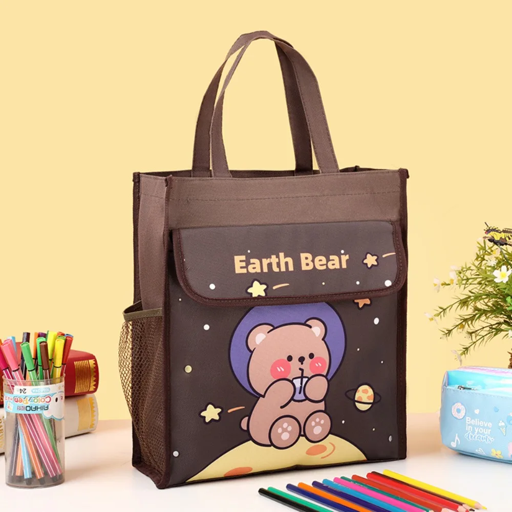 Bolso de mano de gran capacidad para escuela y oficina, Bolsa Escolar de 3 capas con dibujo de oso, alta calidad, A4, gran oferta