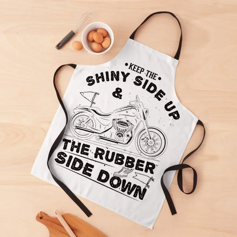 Keep the Shiny Side Up and the Greasy Side Down Motorcycle vintage, motorcycle helmet Apron Dress Apron