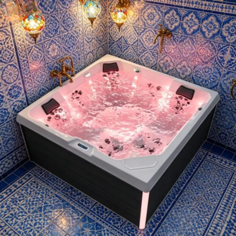 Modern Acrylic Whirlpool Massage Bathtub Spa Hot Tub 6 Person Outdoor Jacuzzi with Waterfall Design and Balboa Control