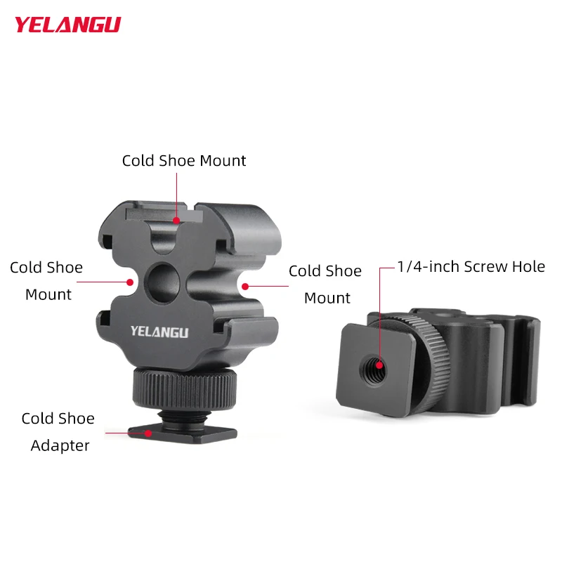 YELANGU3 w 1 wspornik pasek rozszerzenia zimnego Adapter do montażu do aparat telefon potrójnego mocowanie płyty do gorących butów wideo Vlog