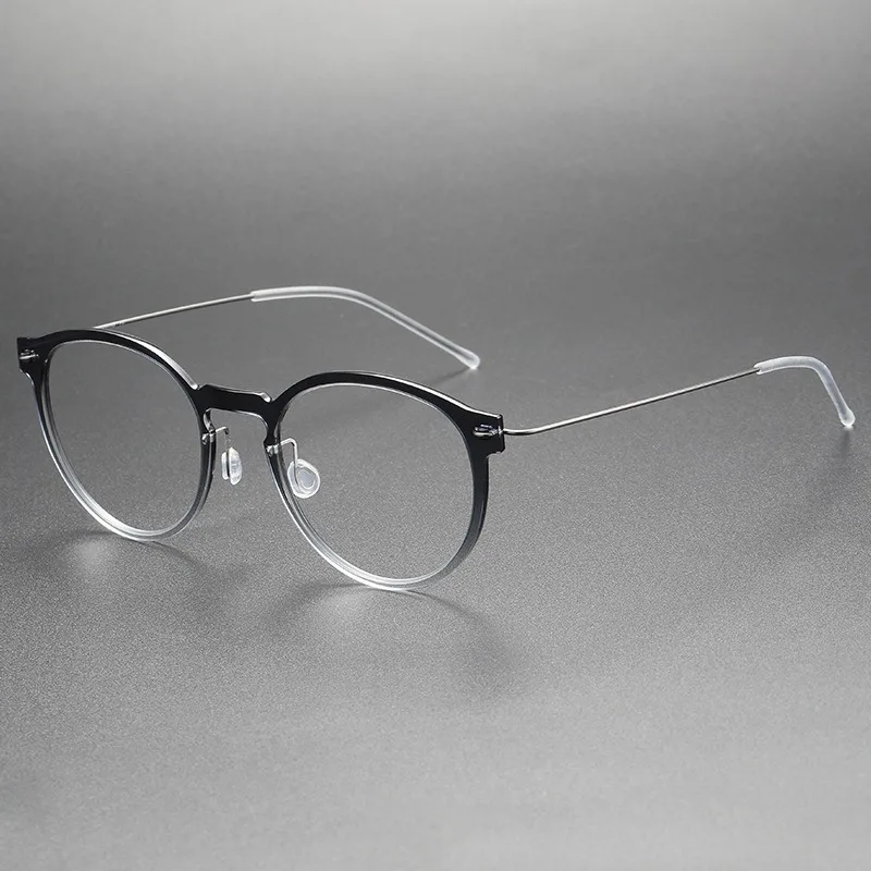 

Retro Round Glasses Frame No Screw Design Women Lightweight 6603 Nylon Frame Titanium Myopia Eyeglasses Denmark Handmade for Men