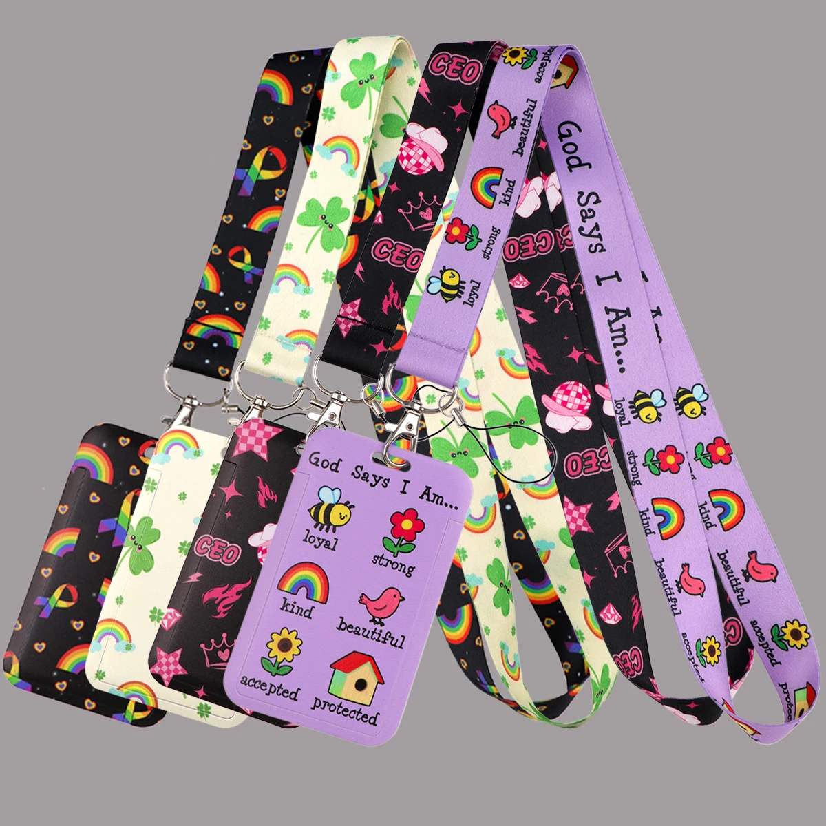 

God Says I Am Lanyards for Keys Phone Straps Lucky Green Shamrock ID Card USB Badge Holder Key Holder Neck Strap Accessories