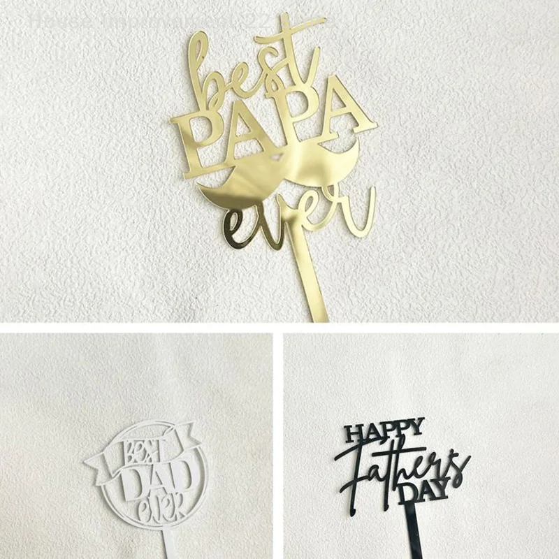 1pcs วันพ่ออะคริลิคปลั๊กอินเค้กตกแต่ง Happy Birthday Creative Baking ขนมตกแต่งพรรค