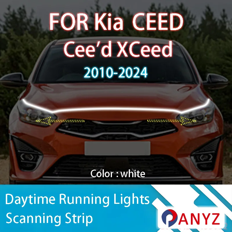 

ДЛЯ Kia CEED Cee'd 2010-2024 Новое обновление светодиодных дневных ходовых огней сканирования капота автомобиля DRL направляющая декоративная лампа окружающего света 12 В