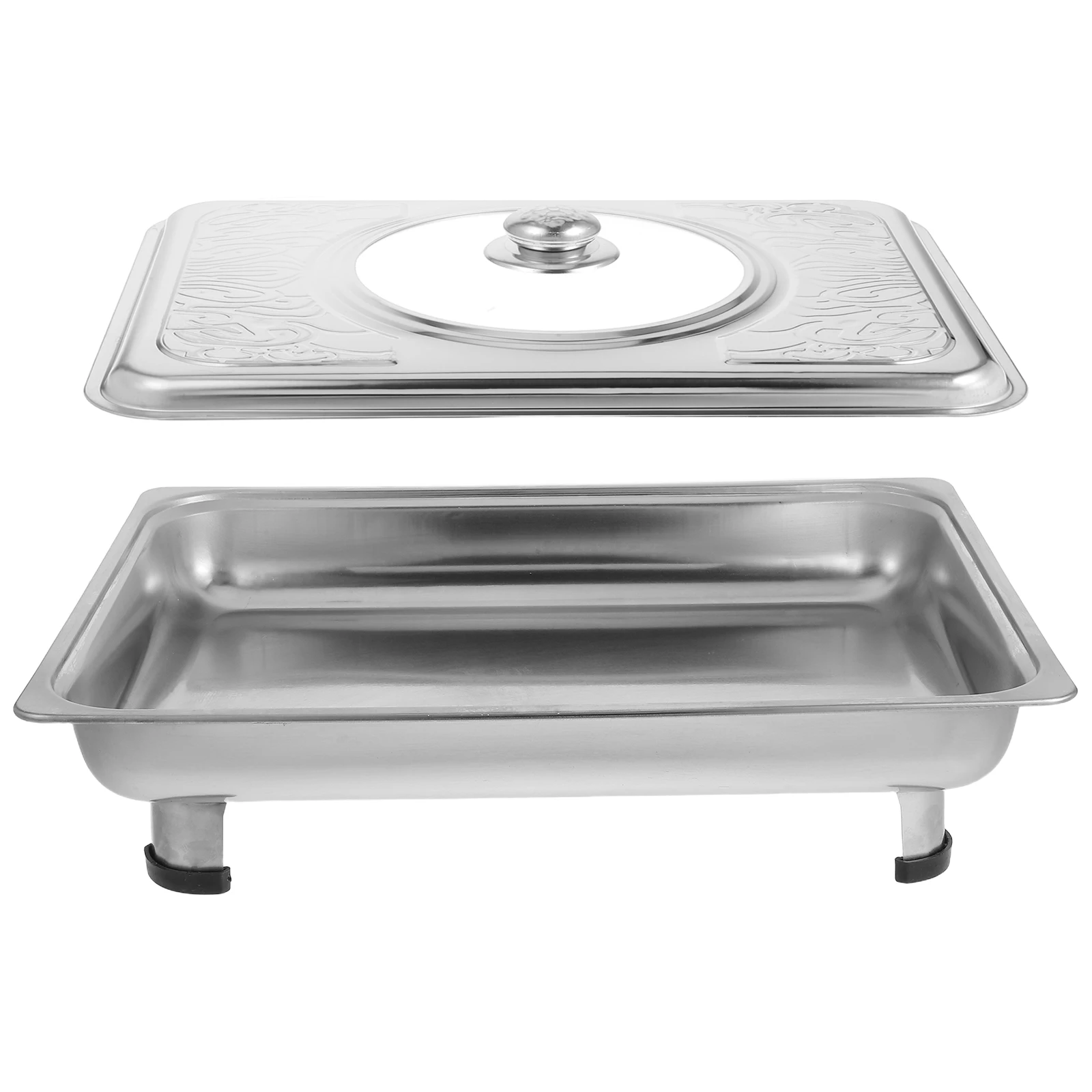 

Stainless Steel Buffet Tray Rectangular Covered Chilled Serving Food Party Trays Moderate Capacity Durable Material Versatile