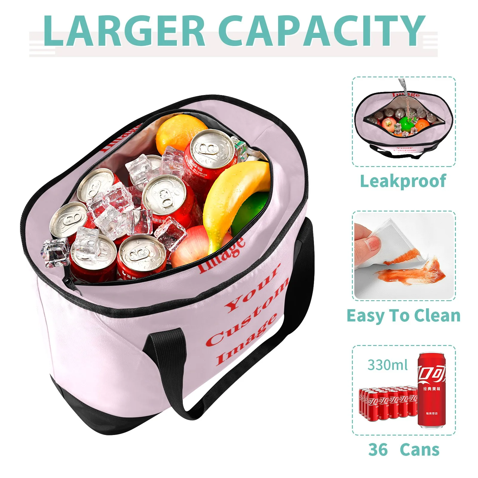 Lunch Bag Large Capacity Insulation Cooler Bag Custom Image Travel Picnic Bag Waterproof Portable Food Storage Box Tote Lunch Ba