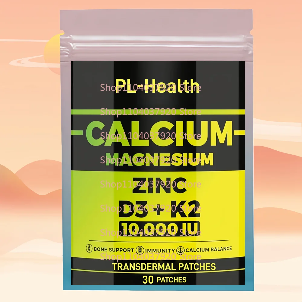 

30 Patches Calcium Transdermal Patches with Vitamin D3 K2 + Magnesium Glycinate & Zinc Bone, Muscle & Immune Support