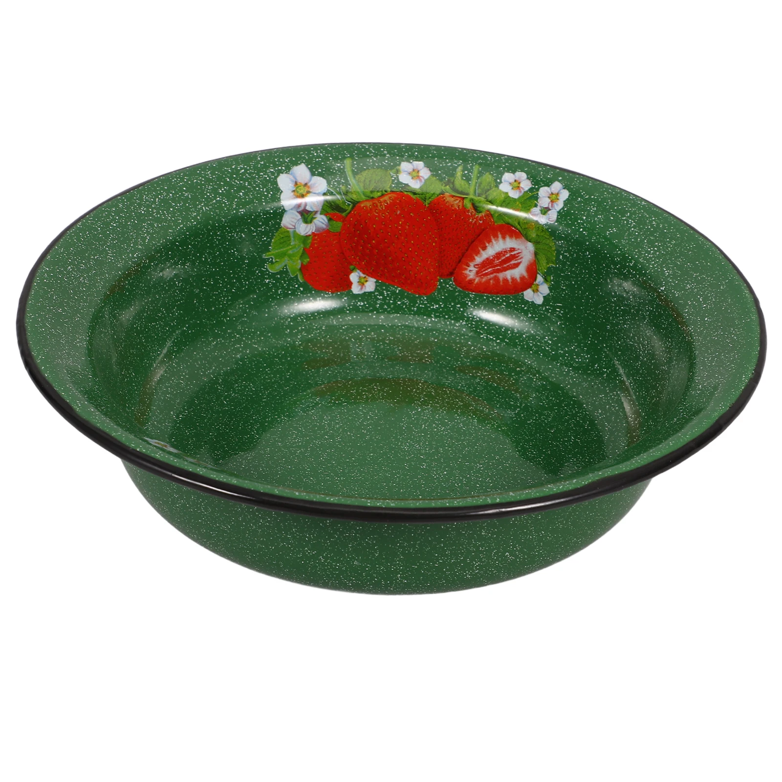

1pc Enamel Bowl Food Basin Food Mixing Soup Basin Retro Kitchenware Strawberry Printed Tableware