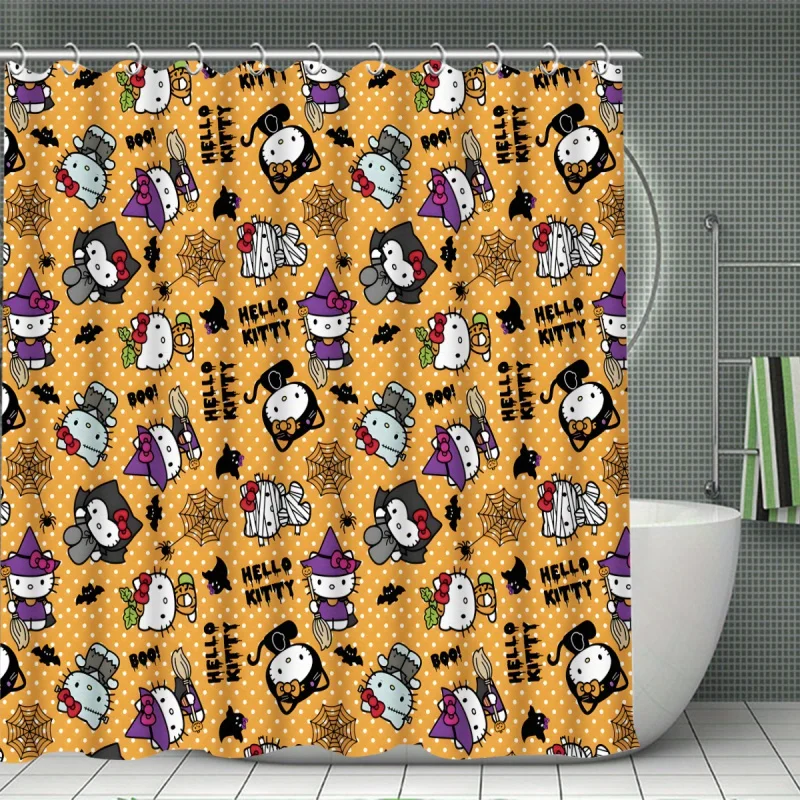 Authorized - 1Pc/4Pc Sanrio Hello Kitty, , All Hallows' Day, Halloween, Or Shower Curtain Toilet Mat Bat