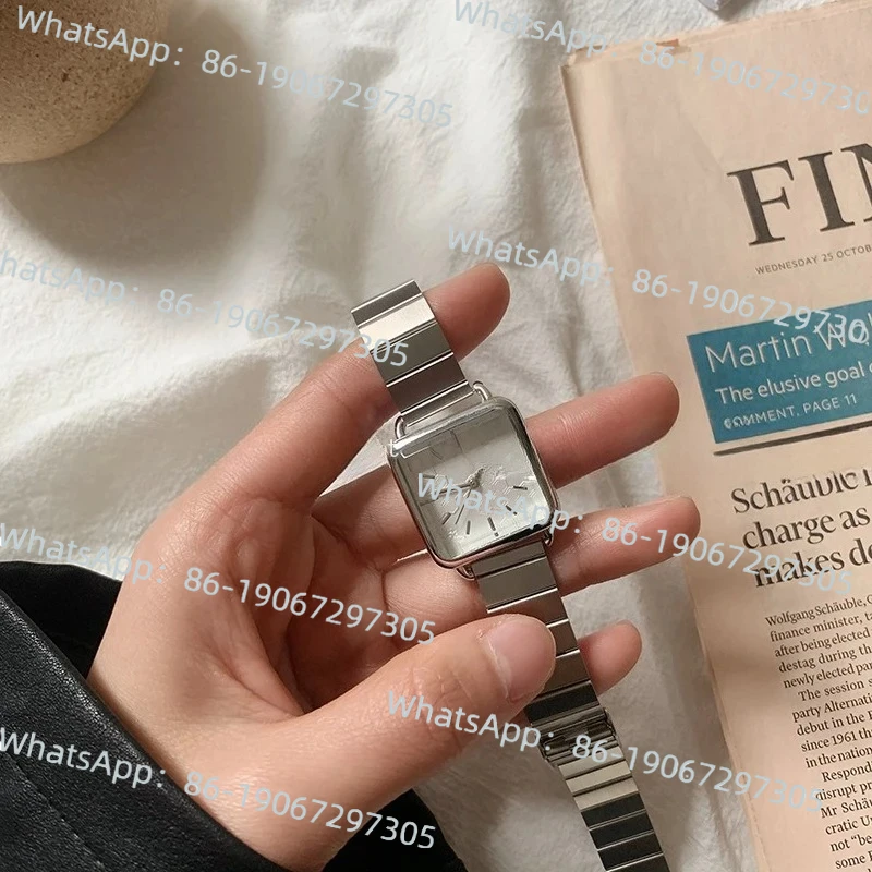 

Женские часы с бамбуковой цепочкой и стальной полосой, модные и простые темпераментные, квадратные, в стиле ретро, студенческий стиль