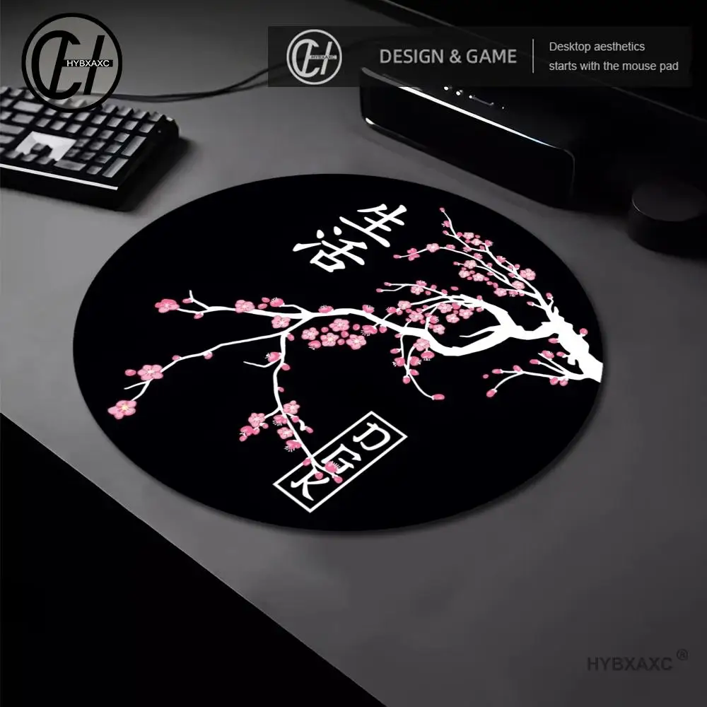 HYBXAXC Anime Sakura Gaming Mouse Pad Round Mouse Pad Computer Keyboard Wireless Mouse Boy Girl Gift for Play games 22X22CM
