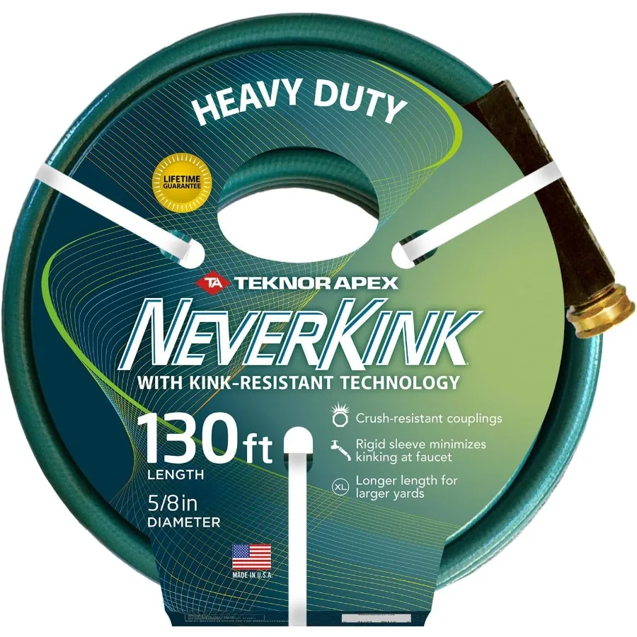 Neverkink 130ft Garden Hose, 8615-130, Heavy Duty Hose Reel Garden Hose, 5/8-Inch by 130-Feet