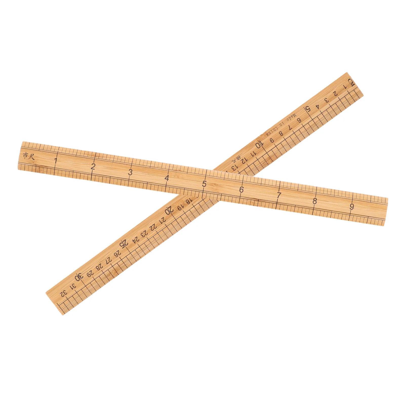 

2Pcs Precision Bamboo Ruler Double Sided Scale Ideal Learning Professional Use Crafting Quilting Ruler 33cm Wood Rulers