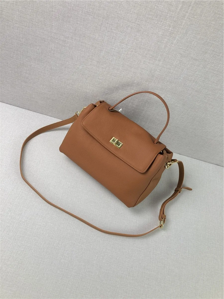 

Большая сумка через плечо из мягкой кожи Capaci, модная модная пригородная сумка через плечо, ручная сумка, повседневная застежка Lo Bule