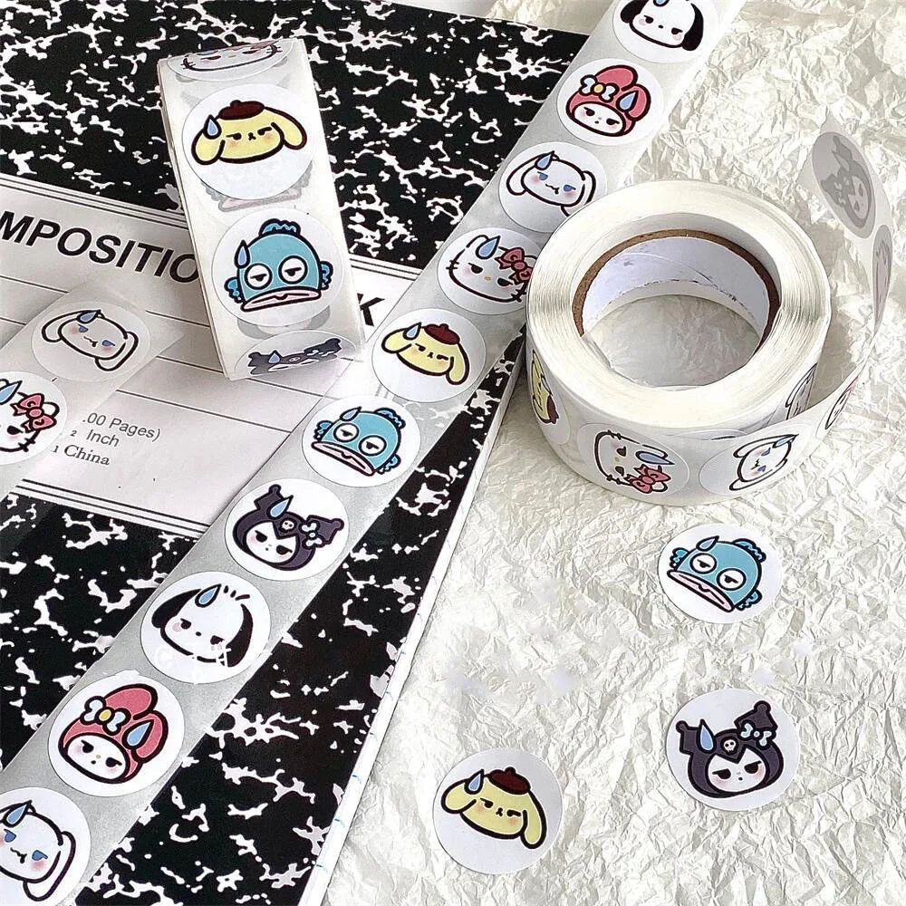 

Sanrio Dot Sticker Cute Kitty Cat Cinnamoroll Speechless Expression Sticker Cartoon Kuromi Melody Sealing Paste Stickers Gifts