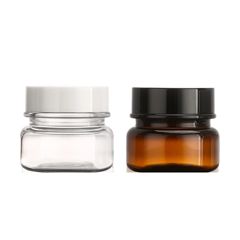 

30pcs Skincare Facial Cream Pots PET Thick Plastic Refillable Bottle Clear Brown 60G Empty Cosmetic Jars Makeup Containers