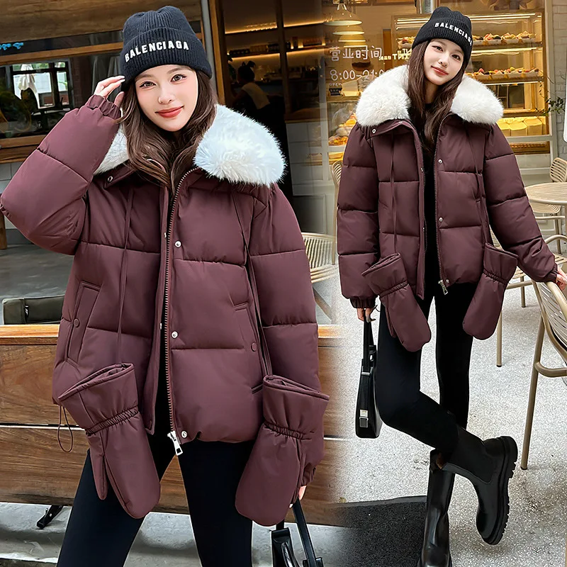 

Женские парки, короткие пальто, куртки на молнии с меховым воротником, толстые теплые куртки с длинными рукавами Y2k, уличная одежда, элегантная рабочая куртка, осень-зима 2025