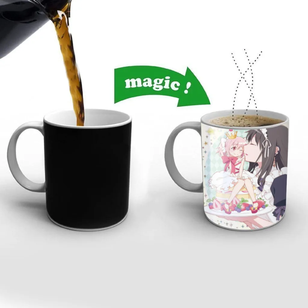 Puella Magi Madoka Magica Ceramics Coffee Mugs Thermal Color-changing Gifts Drinkware Coffeeware 11OZ Ceramic