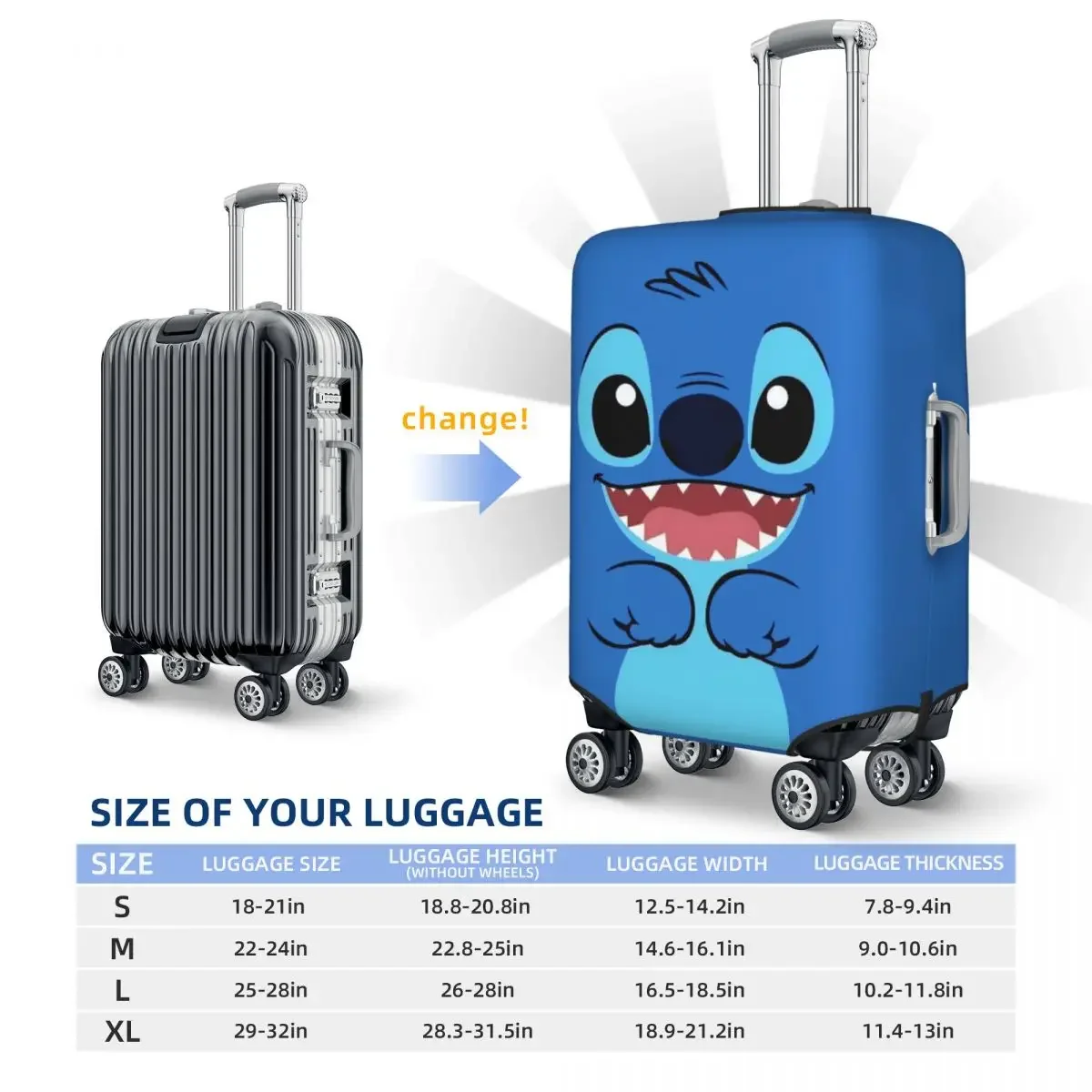 Custom Stitch Suitcase Cover, Capas de Bagagem Lavável, Protetor para 18-32"