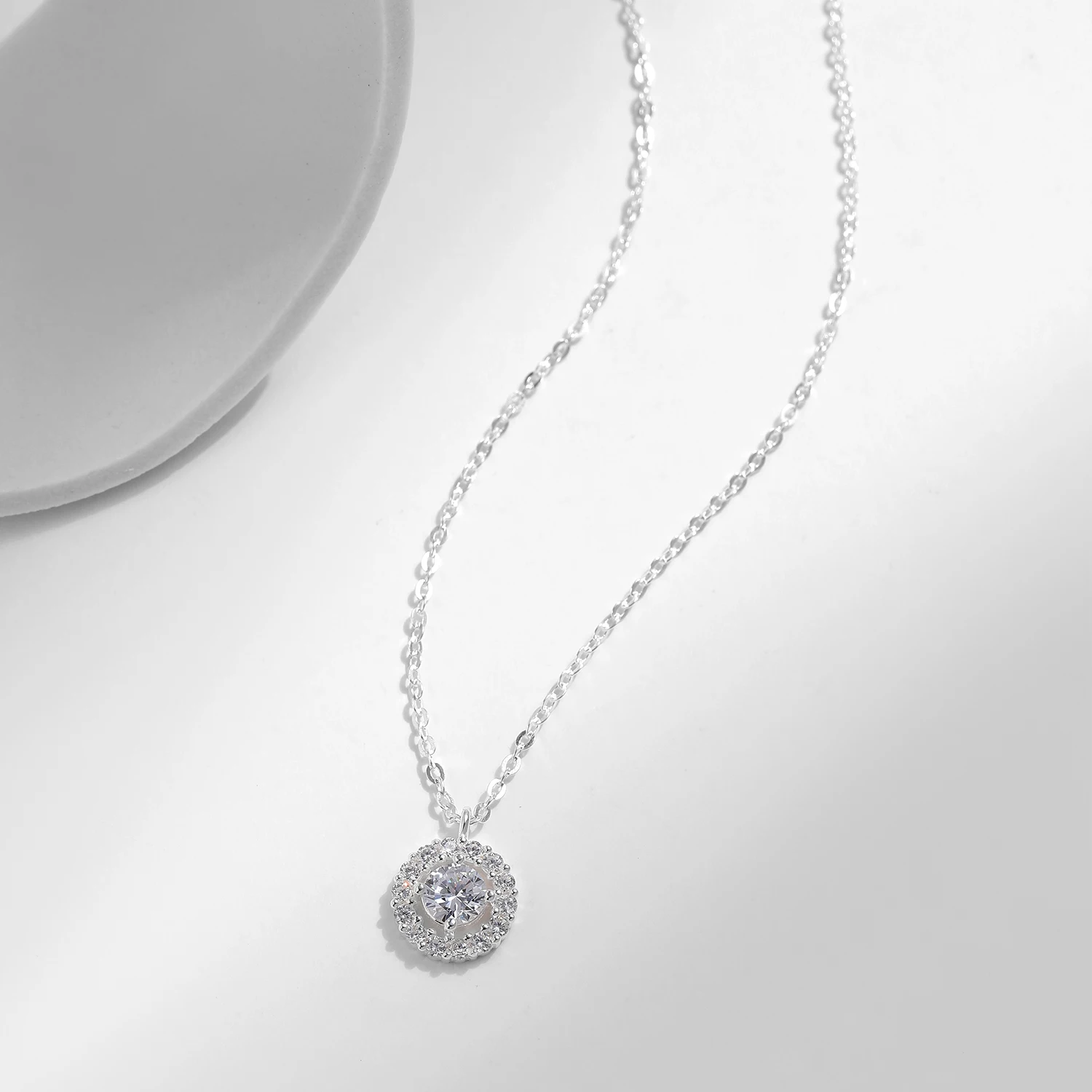 Modian Fashion 925 Sterling Silver Luminous CZ Geometric Pendant Necklace for Women Adjustable Link Chain Fine Jewelry 2020 New