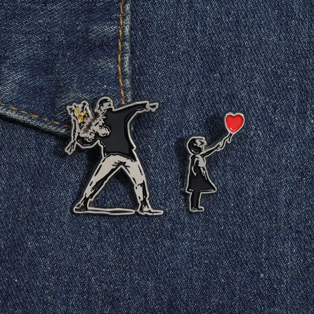 Classic Banksy Art Design Collection Enamel Pin Cool Humorous Skater Boy Girl Brooches Badge Decoration Lapel Jewelry for Friend