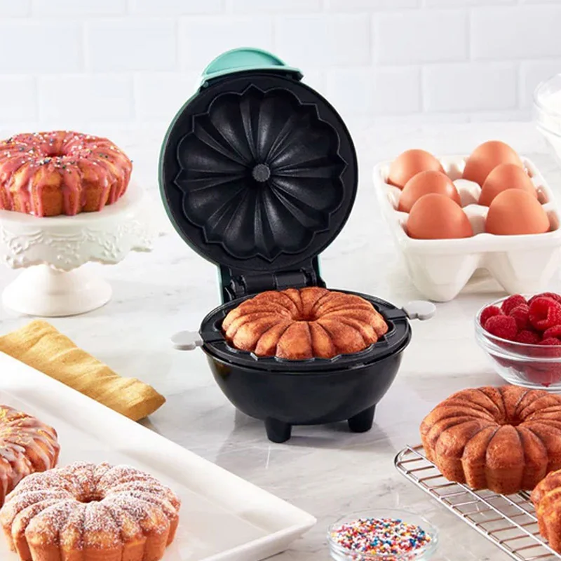 For Portable Mini Electric Pumpkin Bundt Cake Maker Non-Stick Fast Double-Side Heating  Breakfast Waffle Slavic Baking Machine