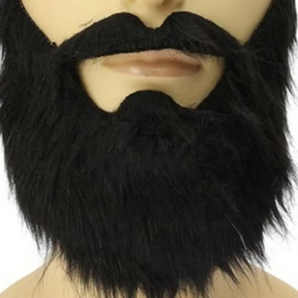 New Synthetic Fiber Fake Beard Mustache Elastic Band Black/Brown/White Costume Beard Soft Hair Dress Up Halloween Beard Cosplay