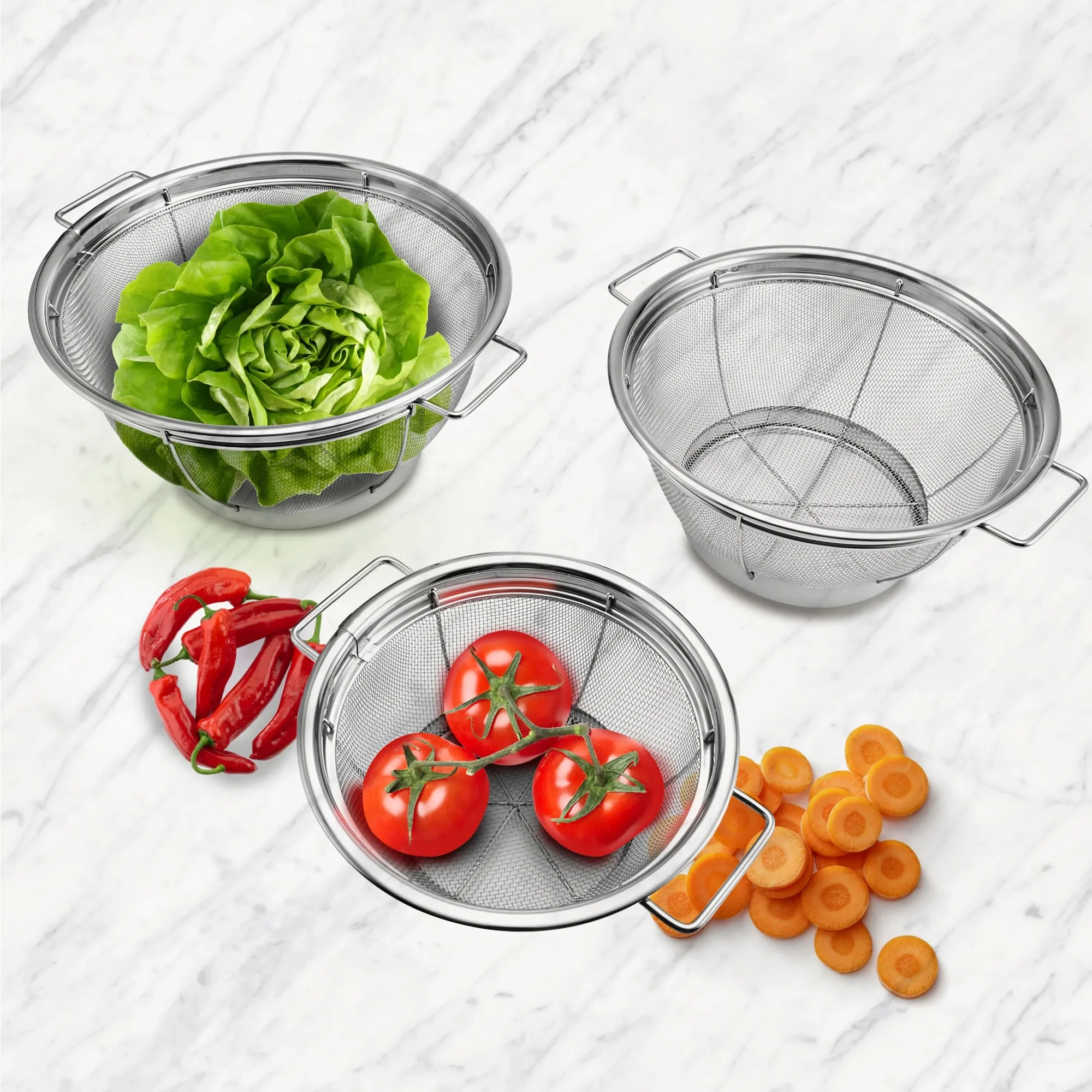 

Профессиональный набор сетчатых ситов из нержавеющей стали, 3 предмета