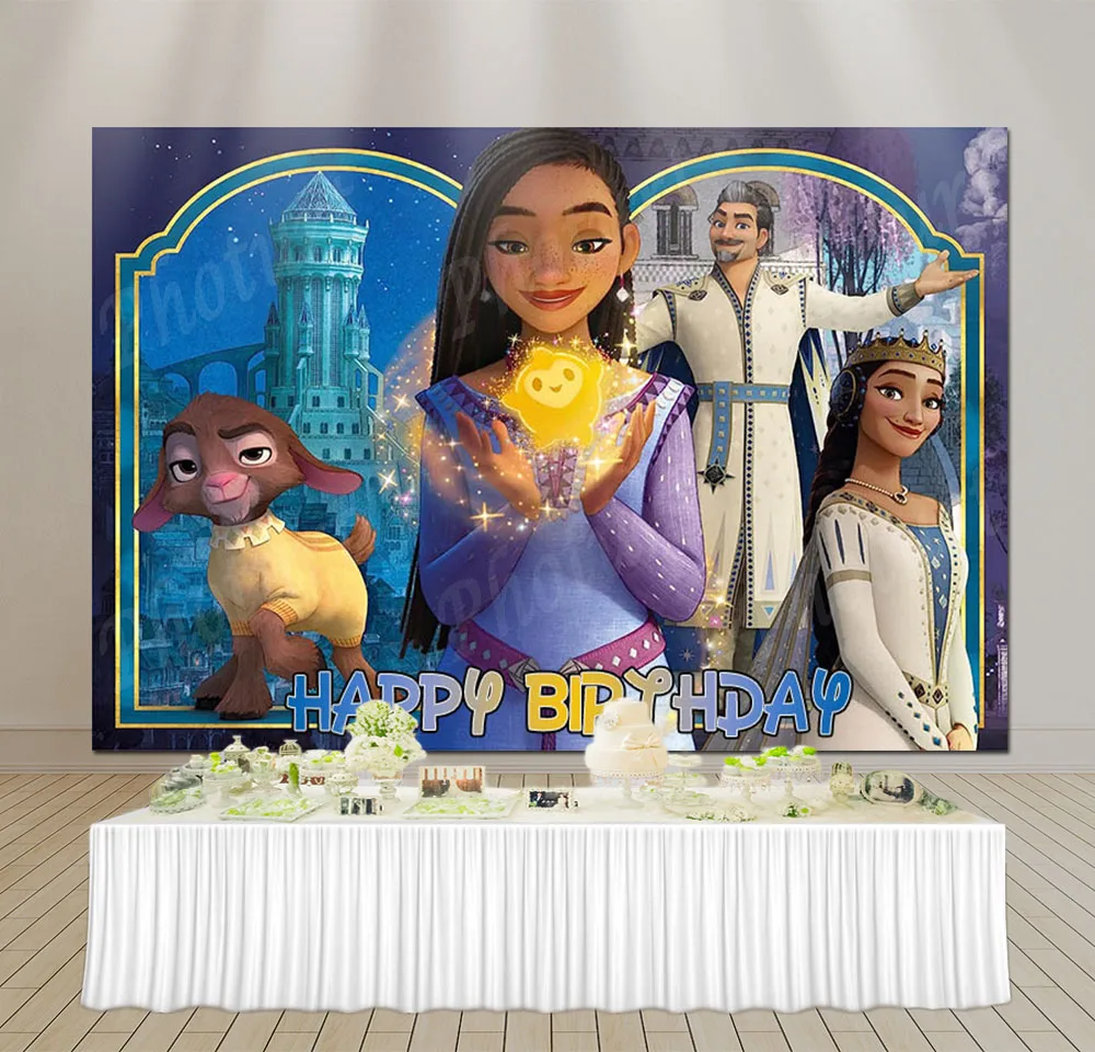 Disney 2023 New Movie Wish Background Kids Birthday Party Backdrop Polyester Vinyl Banner Photography Studios Props