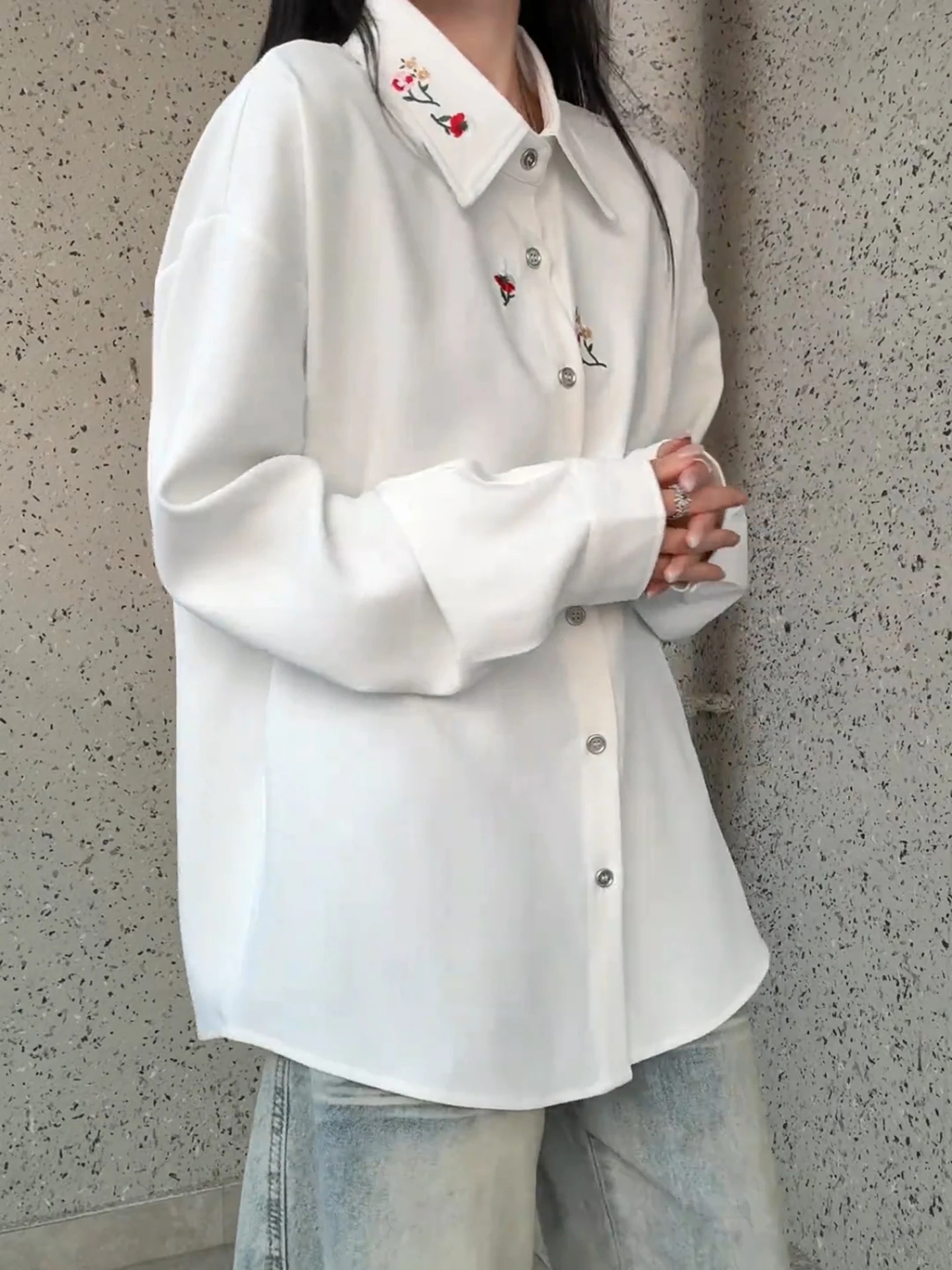 

New Chinese Style Embroidered White Long Sleeve Casual Shirt Men's Spring Fashion Outerwear Breathable Comfortable Youth