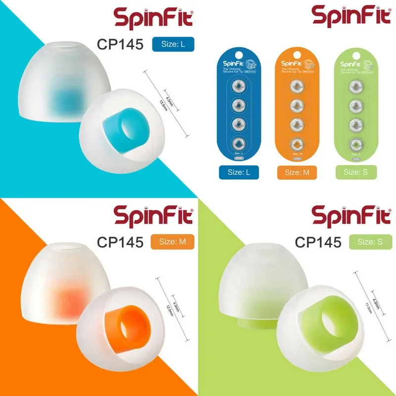SpinFit CP145 Fones de ouvido intra-auriculares de silicone patenteado Fones de ouvido de substituição para IEW para AKG 1More DUNU Earptips