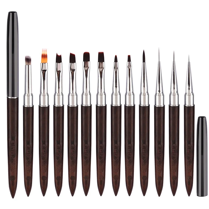 1/12 قطعة مسمار فُرش رسم مجموعة مسمار اينر فرشاة مسمار اللوحة القلم أكريليك الأشعة فوق البنفسجية هلام فرش كريستال مانيكير أداة فرشاة الأظافر #4