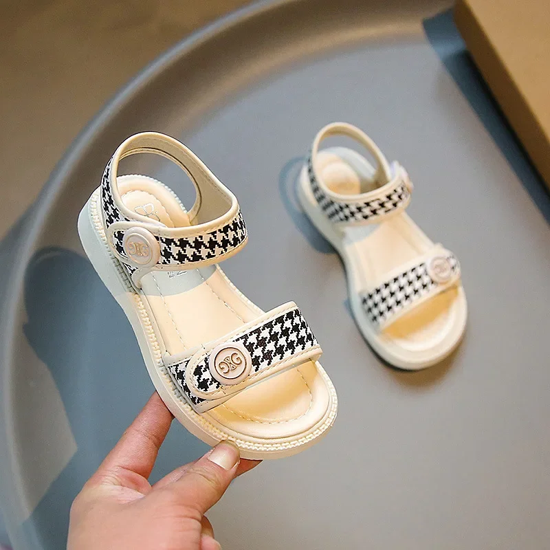 Girls' Sandals 2024 Summer New Fashion Open Toe Princess Shoes for Vacation Children‘s Chic Elegant Temperament Beach Shoes