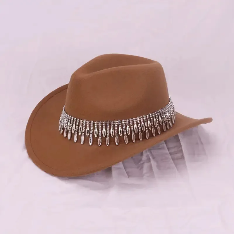 HongLuan Western Cowboy Hat Strass Homme - Vintage Cowboy Accessoires & Country Cowgirl Chapeaux pour Dames Adultes Femme