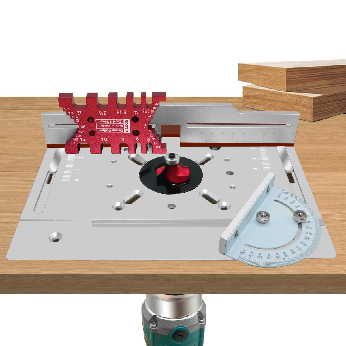 Aluminium Router Table Insert Plate with Sliding Tenoning Fence Electric Wood Milling Miter Gauge Guide Kit carpenter Slotting