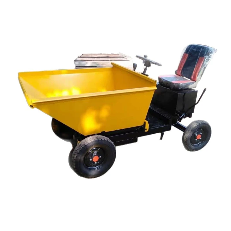

Electric dump truck four wheel ride on electric earth front turning trolley