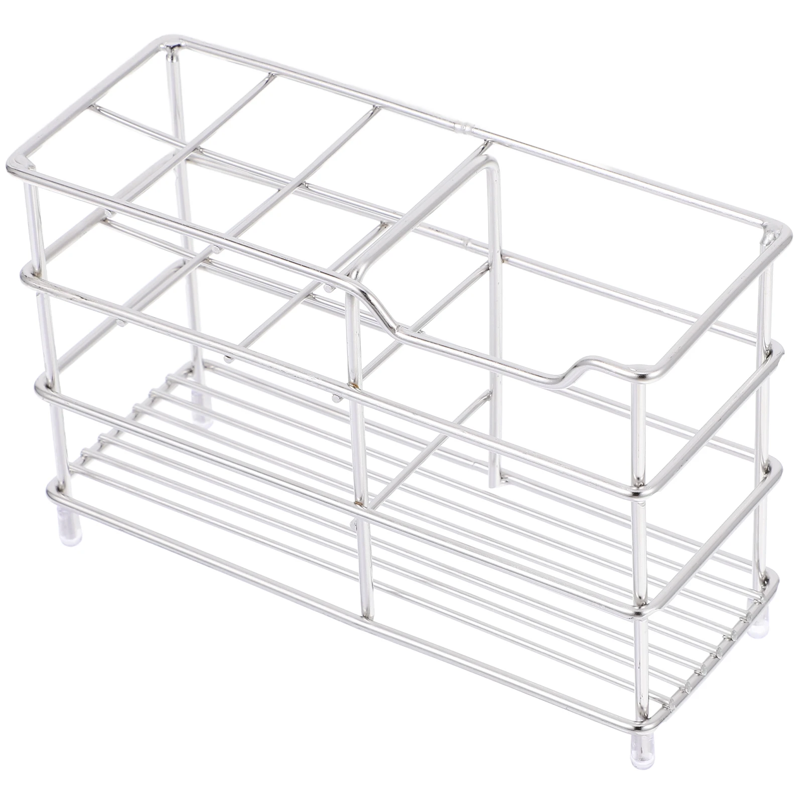 

Toothbrush Holder Stainless Steel 6 Compartments Bathroom Accessories Electric Rack Countertop Shaver Silver Dry Storage